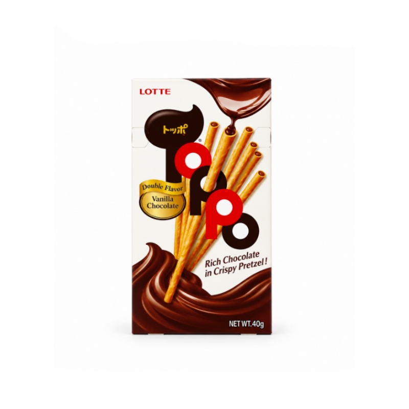 Toppo Pretzel Sticks Vanilla & Chocolate Flavor 40g Lotte Thailand