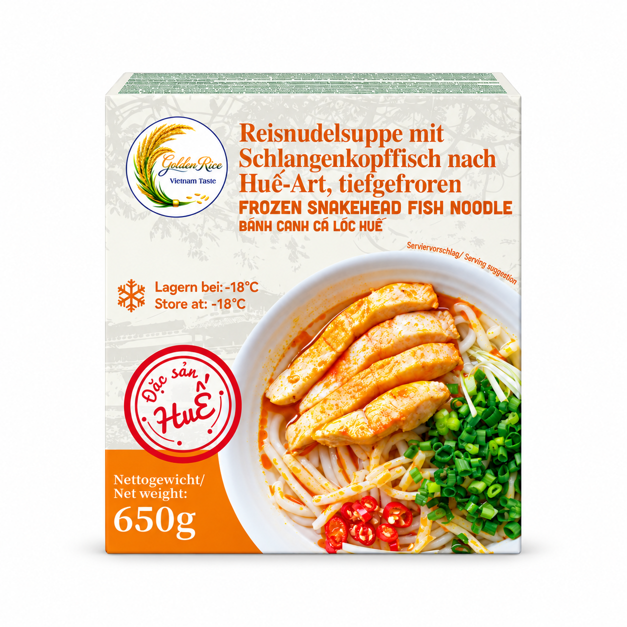 Risnudlarsoppa Med Ormhuvudfisk (Hue-stil) Fryst 650g GR Vietnam