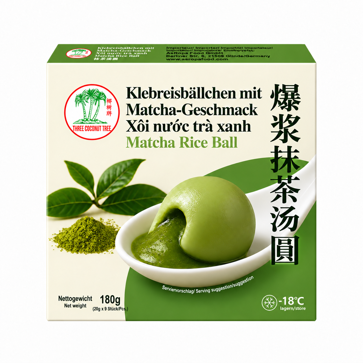 Risbollar Med Matcha Smak Fryst 180g TCT Kina