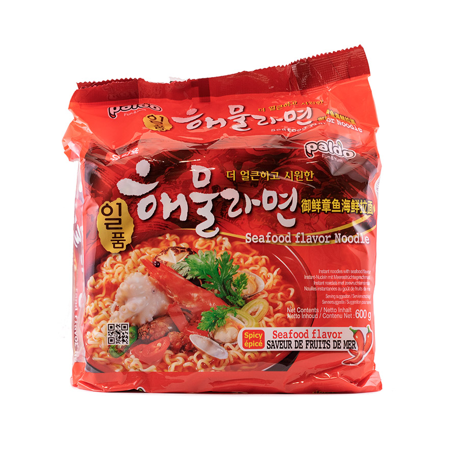 Snabbnudlar Seafood Smak 120gx5/Förp Paldo Korean