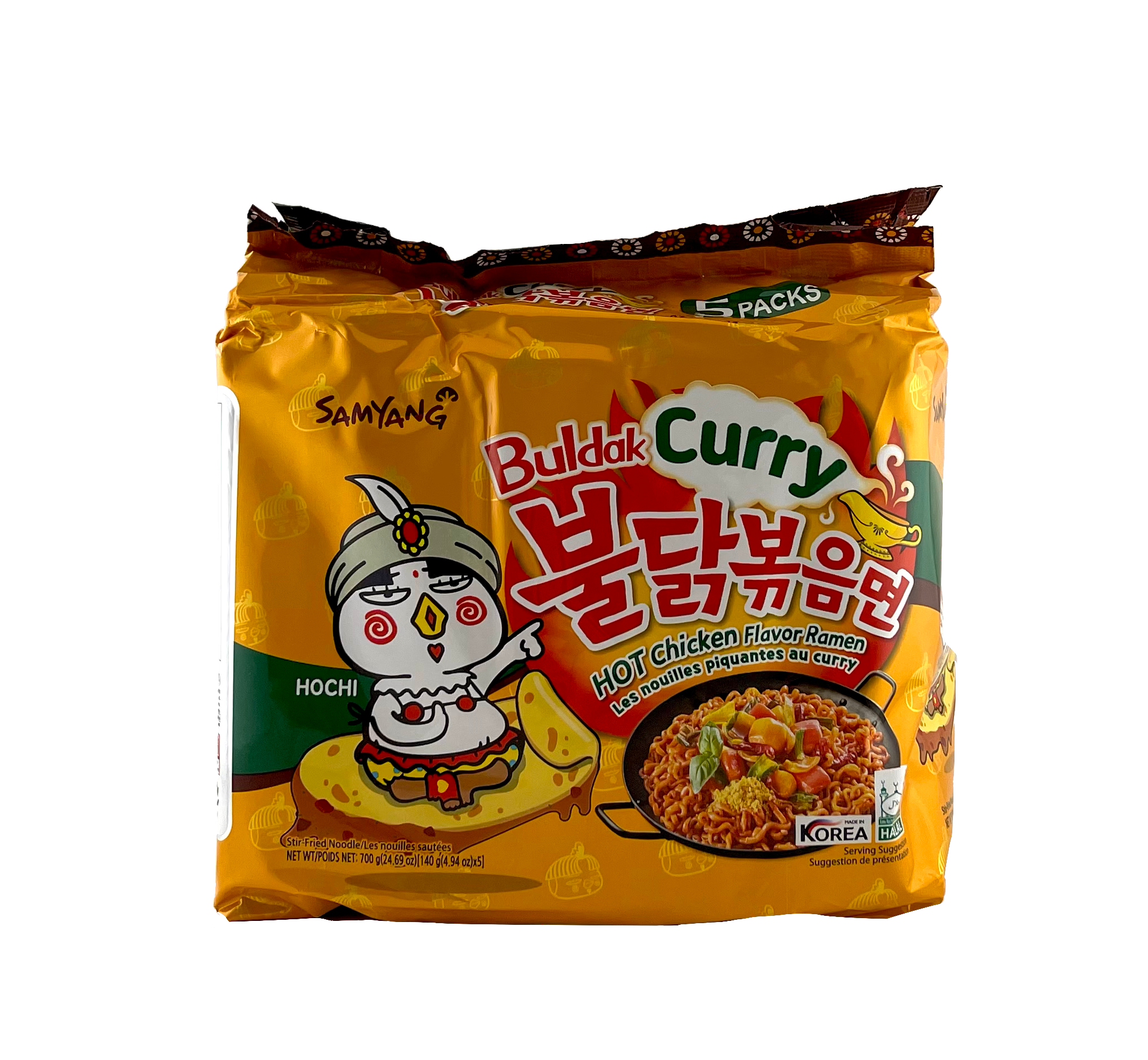 Ramen Nudlar Hot Chicken Med Curry Smak 140gx5förp Samyang Korean