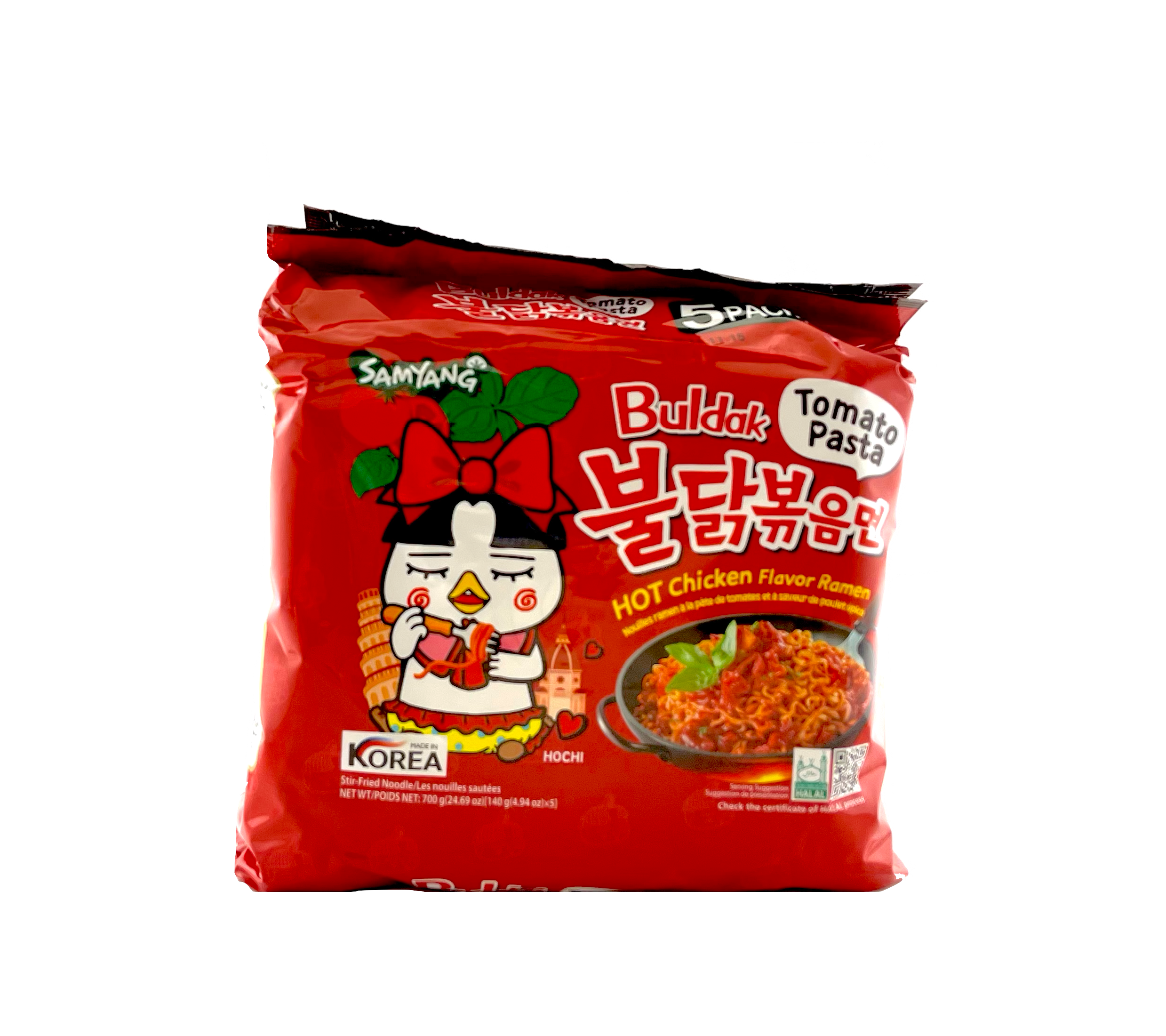 Snabbnudlar Buldak Hot Chicken Tomato Pasta 140gx5st Samyang Korean