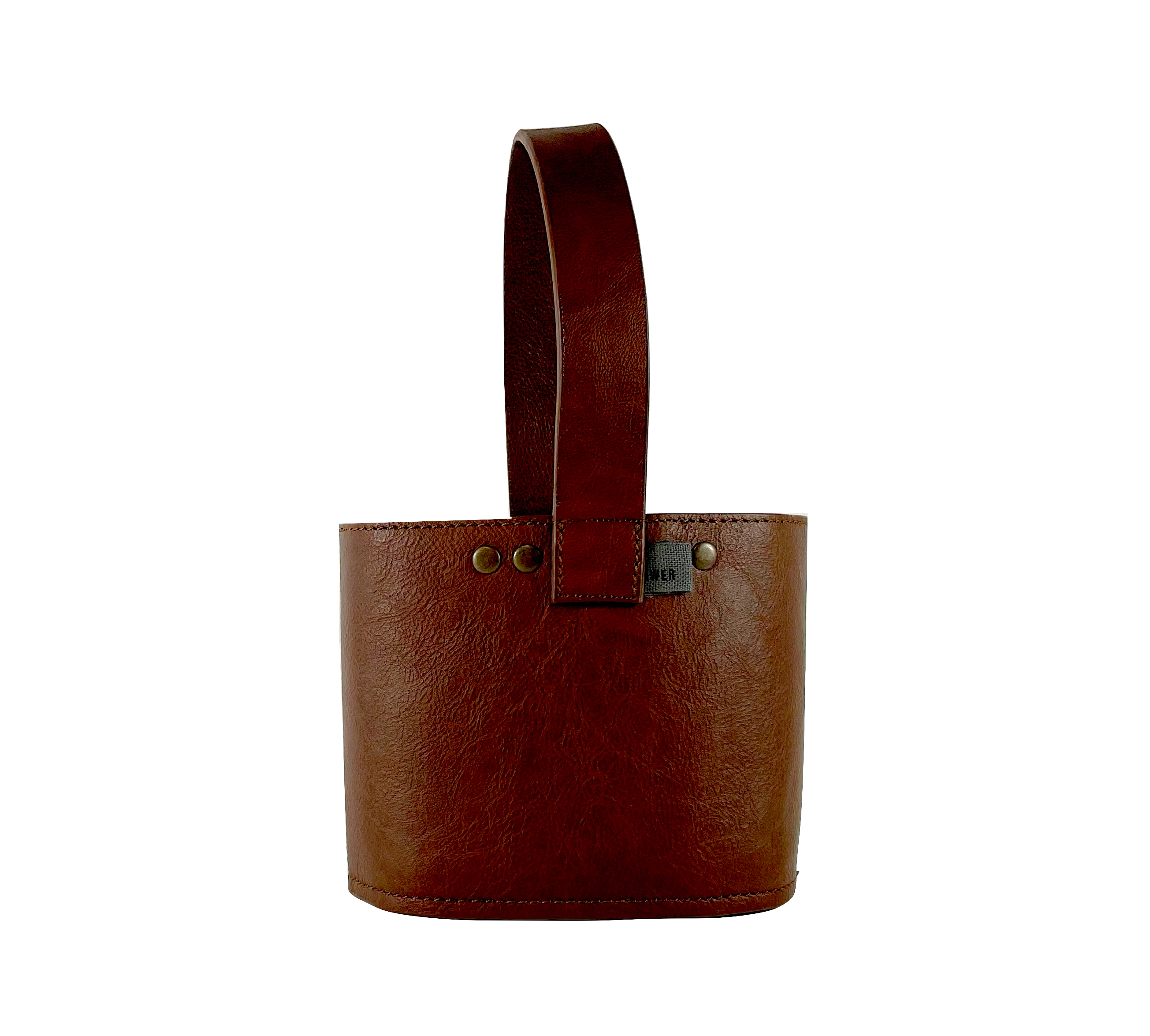 Cutlery stand 3-compartment Leather Cognac China