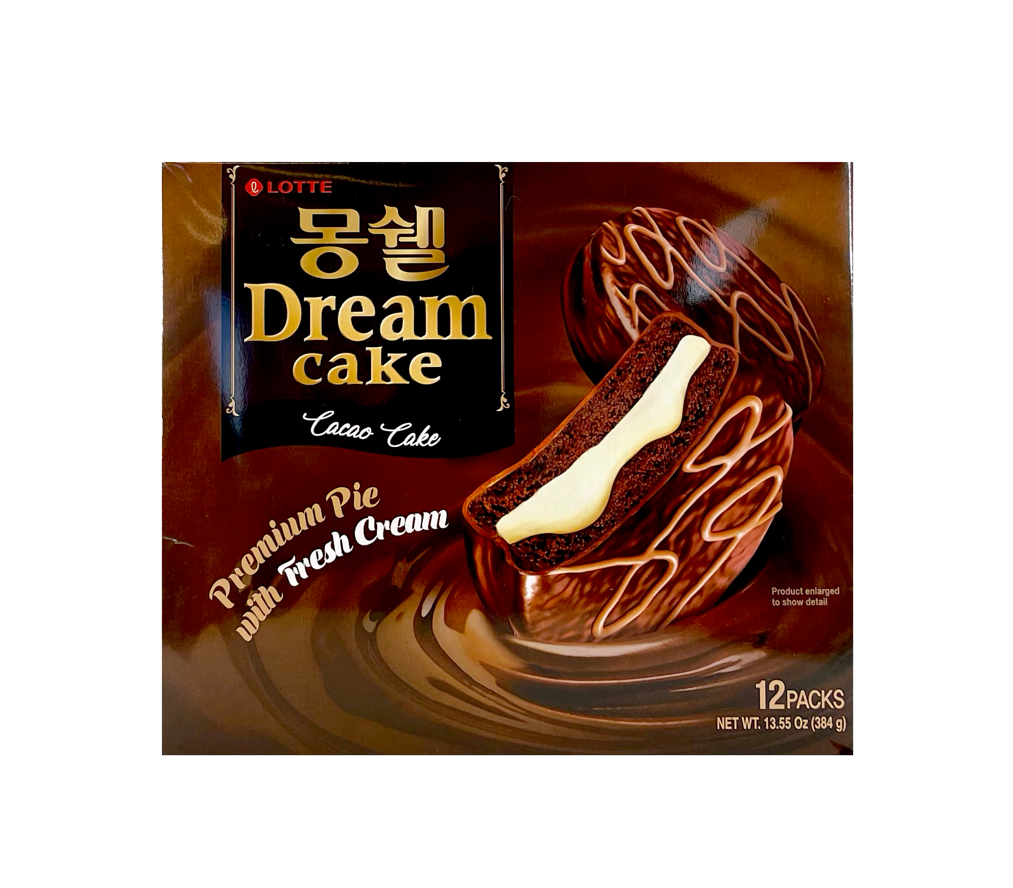 Premium Kaka/Paj Med Färsk Kräm och Kakao Smak 384 g Lotte Korean