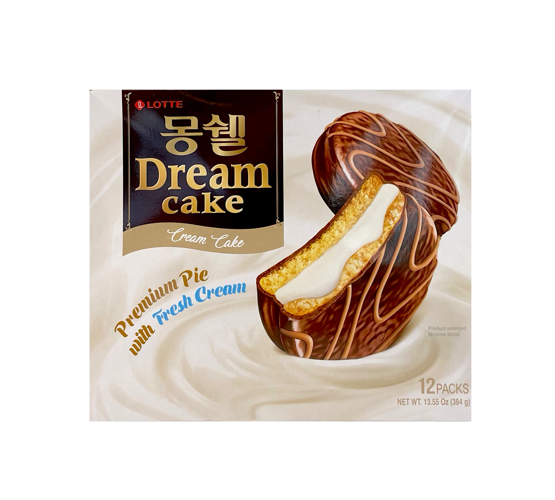 Premium Kaka/Paj Med Färsk Kräm 384 g Lotte Korean