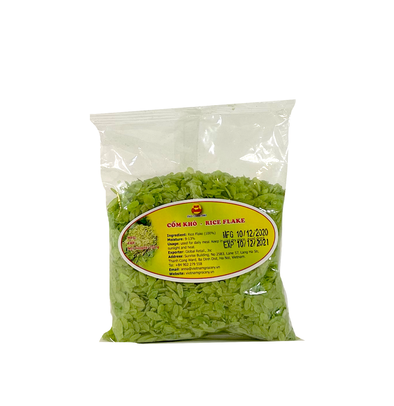 Best Before: 2022.06.15 Green Rice Flakes (Côm Khô) 250g - Vietnam