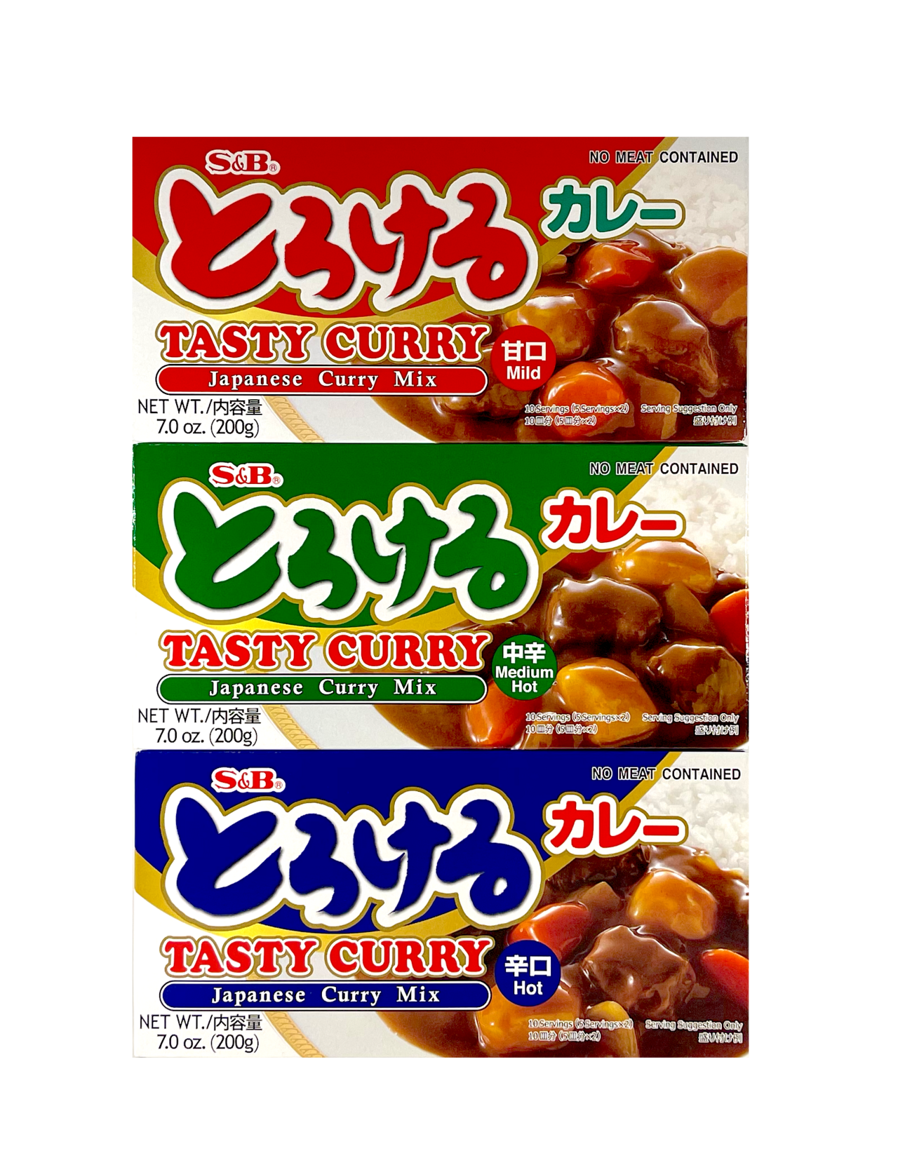 Torokeru Curry Mild/Medium Hot/Hot 200gx3st/Förp S&B Japan