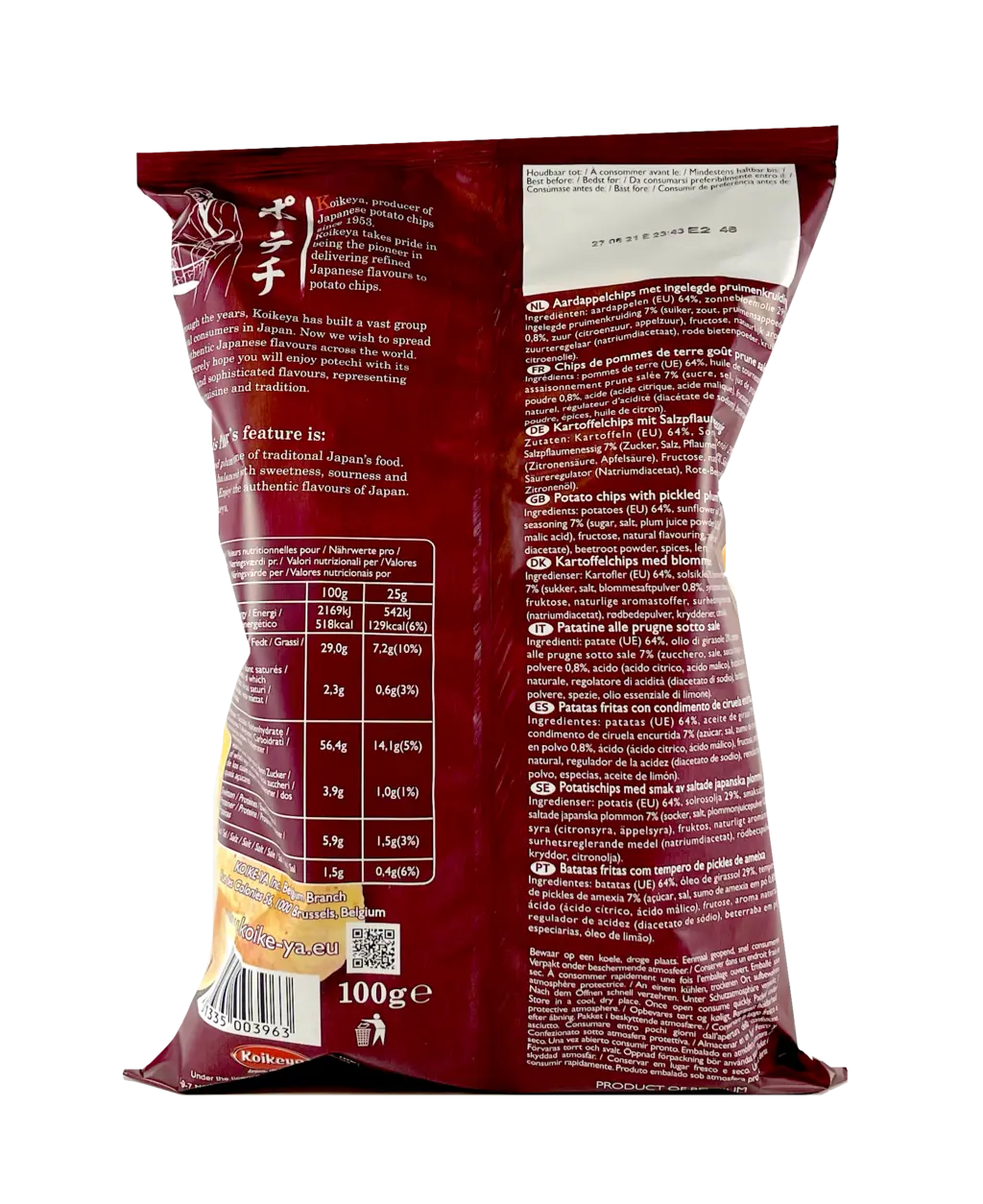 Potatischips Med Söt/Sur Smak 100g Koikeya Japan