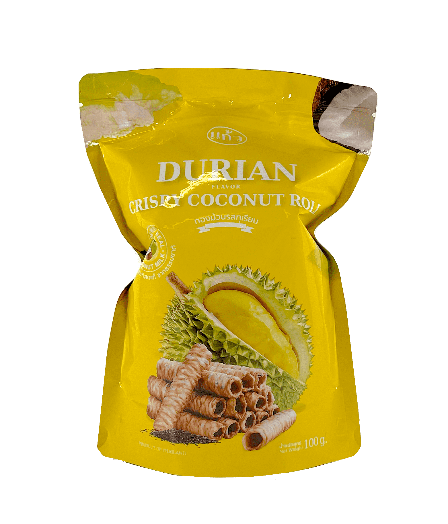 Krispiga rullar Med Durian Smak 100g Kaew Thailand