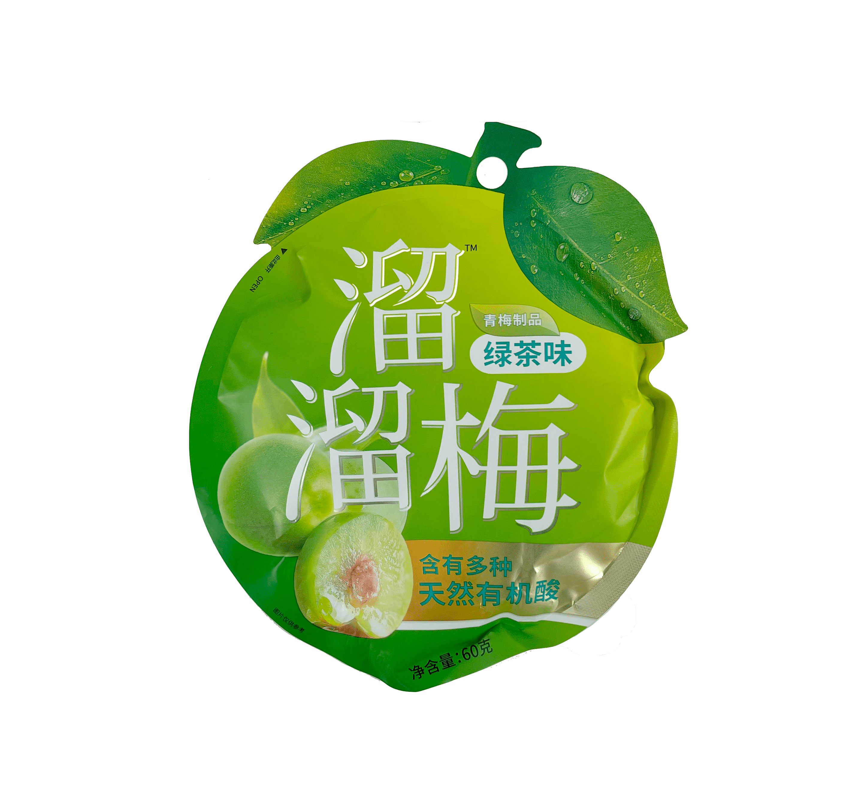 Snacks Green Plums With Green Tea Flavour 60g Liu Liu China