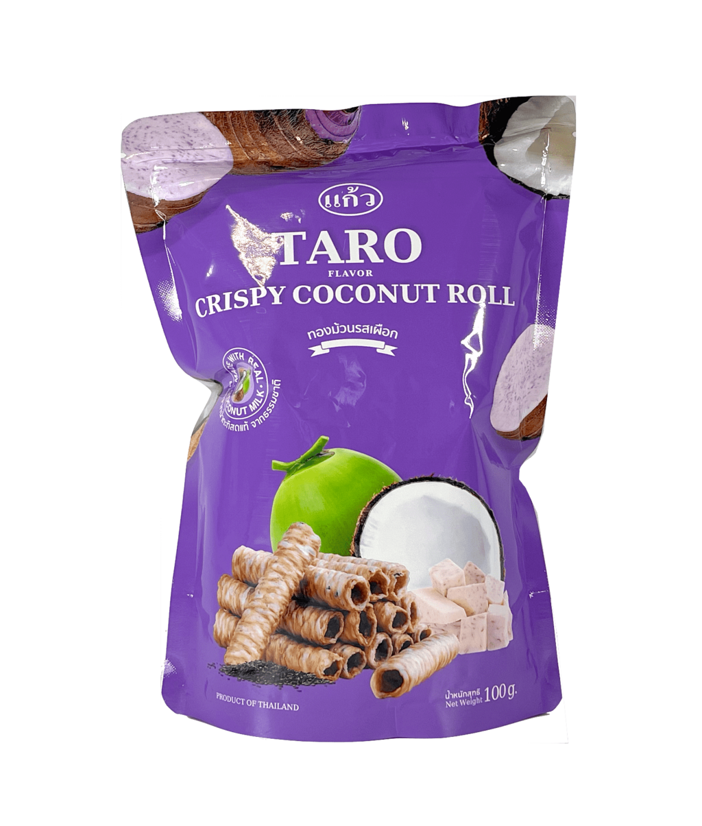 Krispiga rullar Med Taro Smak 100g Kaew Thailand