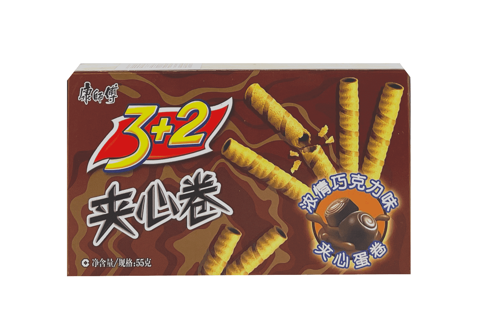 Krispigt Rullar Med Choklad Smak 55g JXG Kang Si Fu Kina