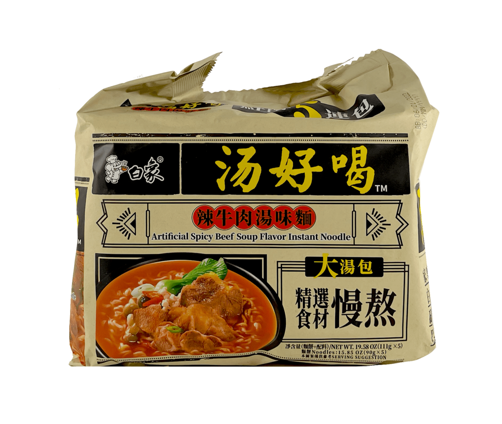 Snabbnudlar Med Spicy Biff Soppbuljong 111gx5st/Förp Bai Xiang Kina