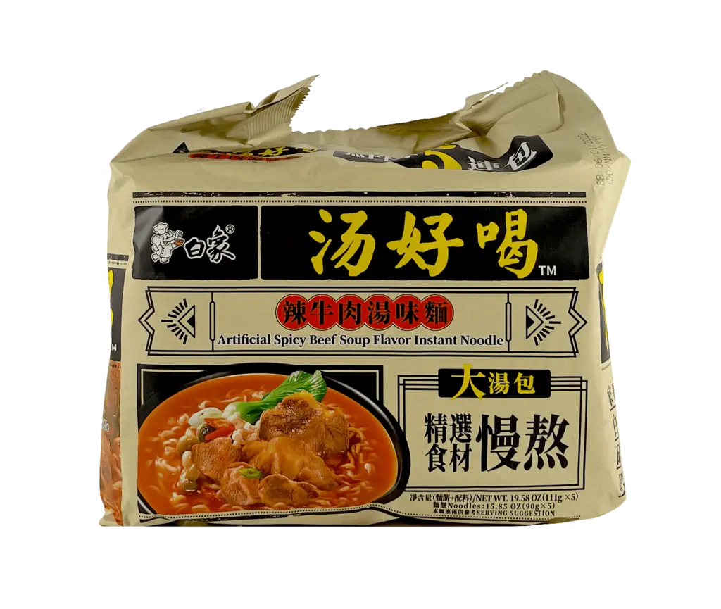 Instant Noodles With Spicy Beef Soup Broth 111gx5pcs / Pack Bai Xiang China
