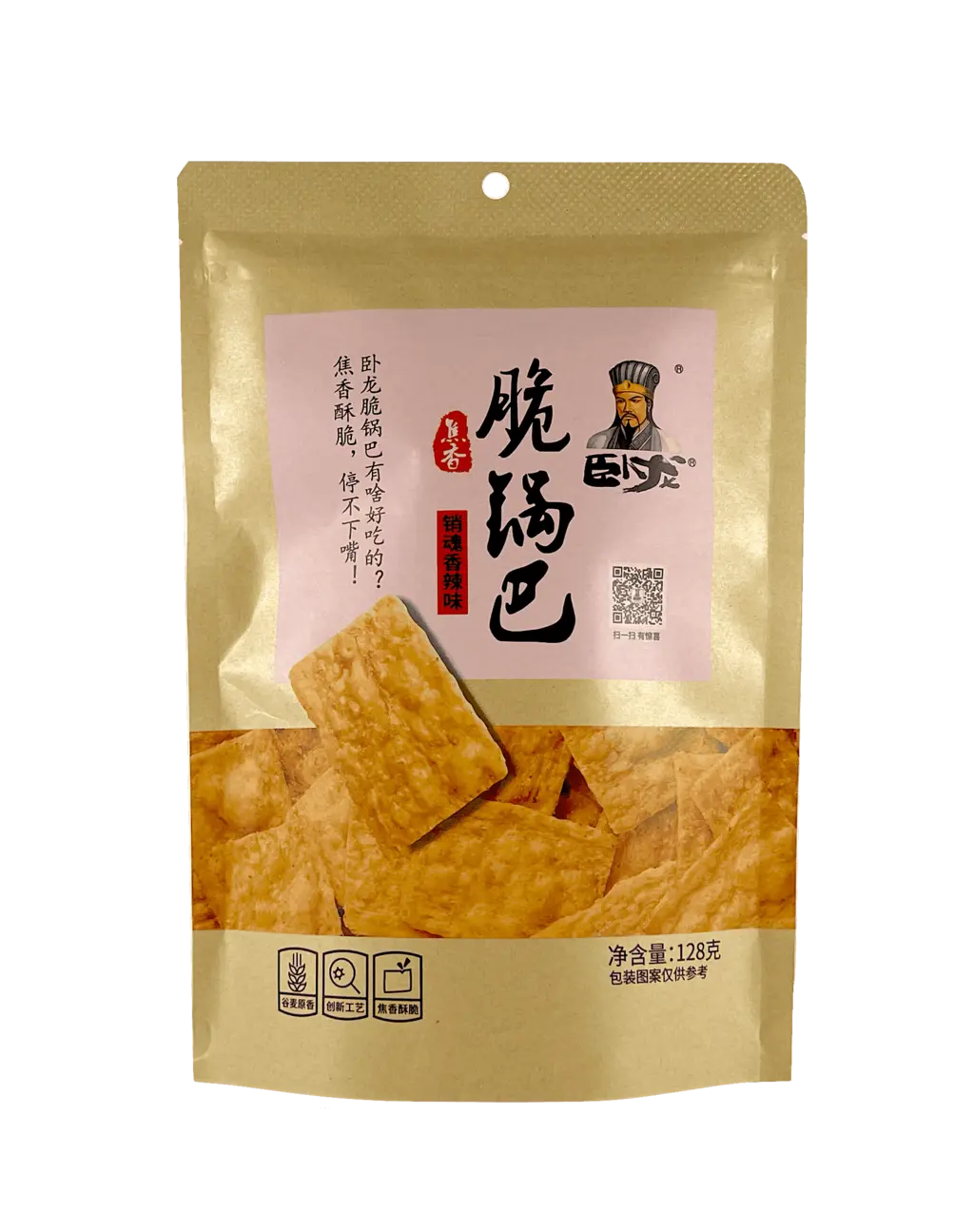 脆锅巴 销魂香辣味 128g 卧龙 中国