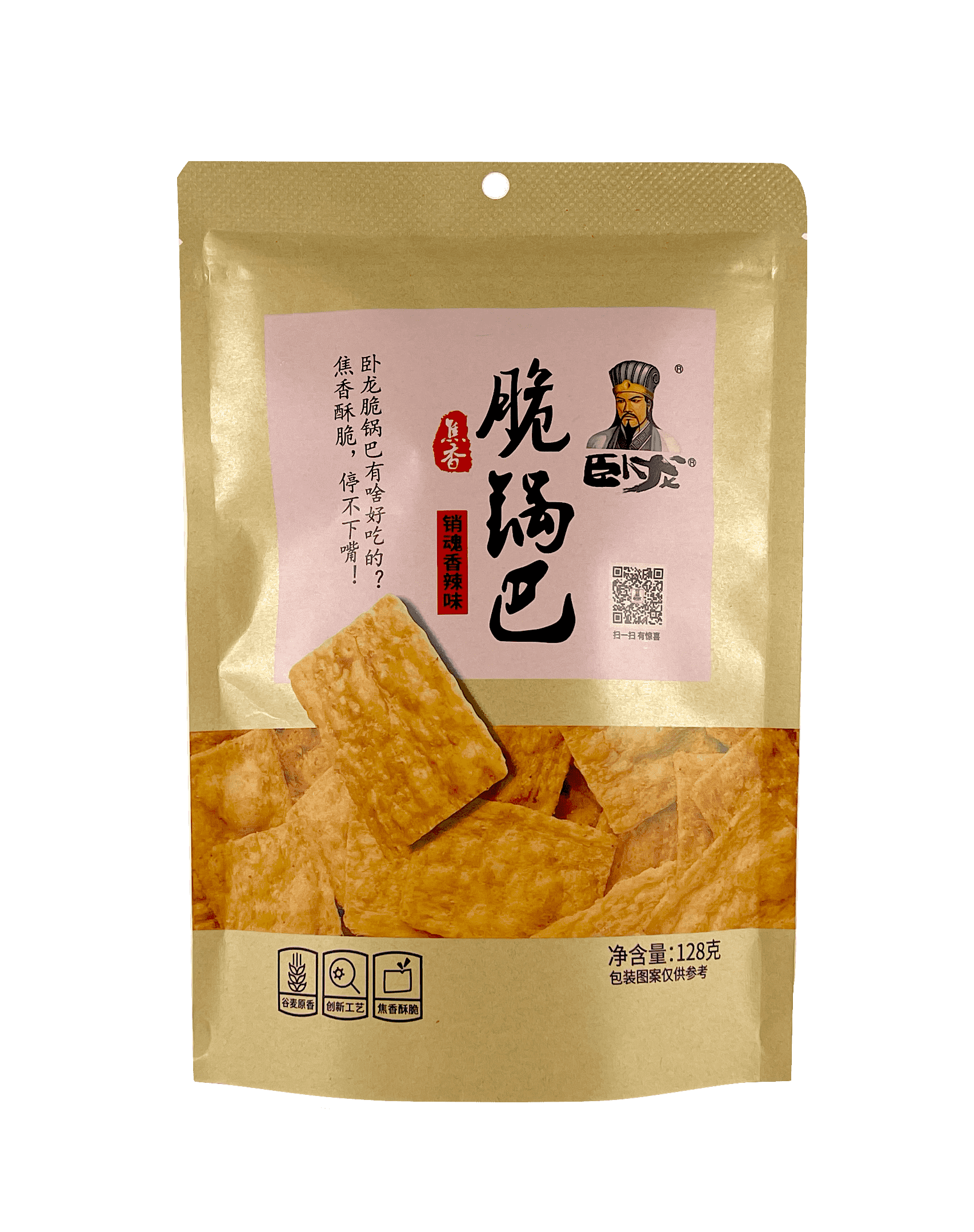脆锅巴 销魂香辣味 128g 卧龙 中国