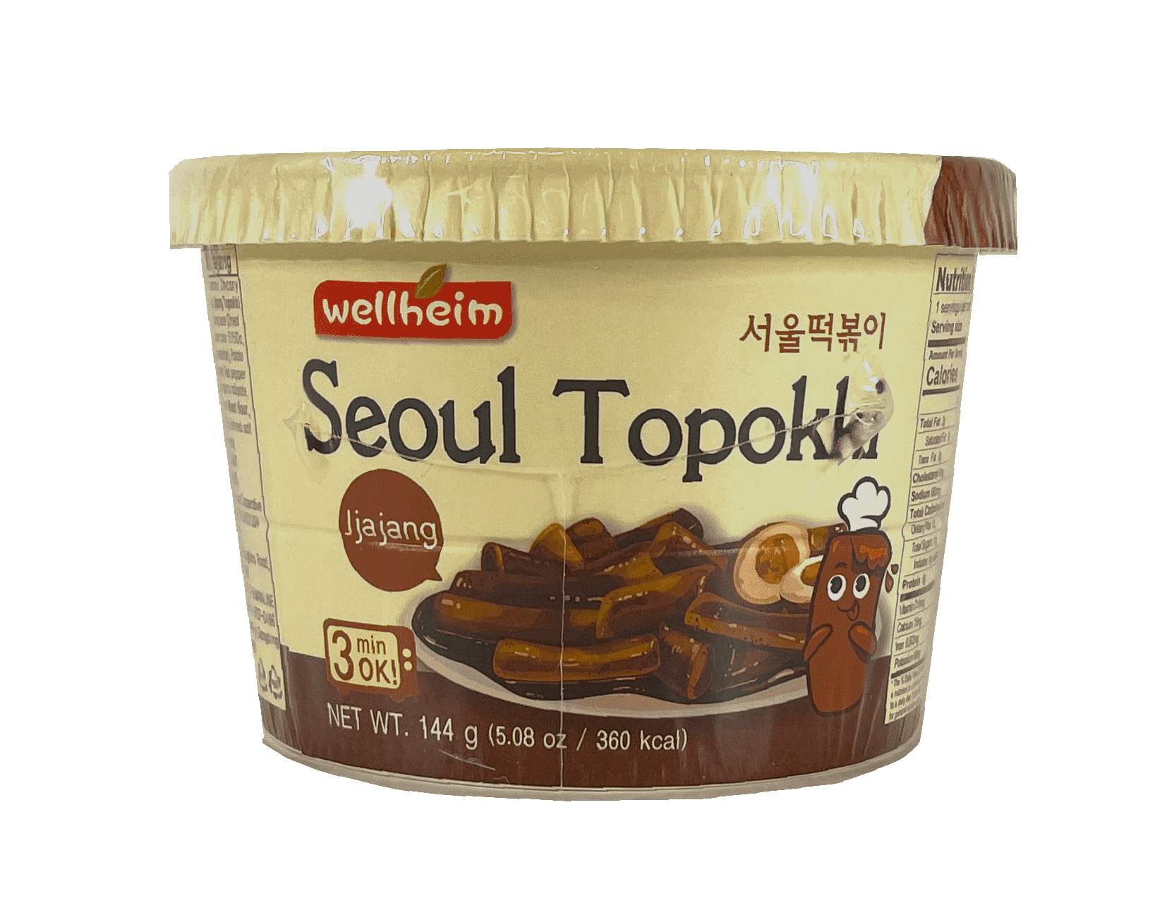 Instant Rice Cakes Seoul Topokki Jjajang Flavour 144g Wellheim Korean