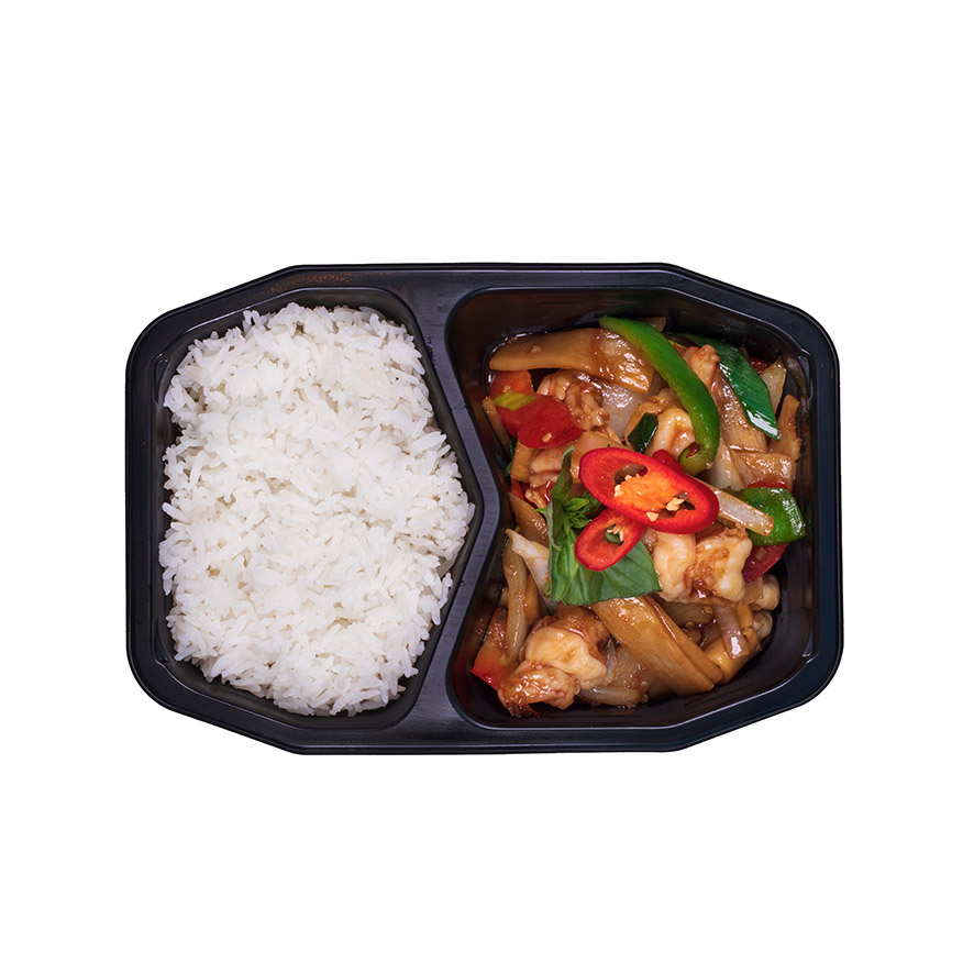 Wokade räkor med chili och thaibasilika Sverige