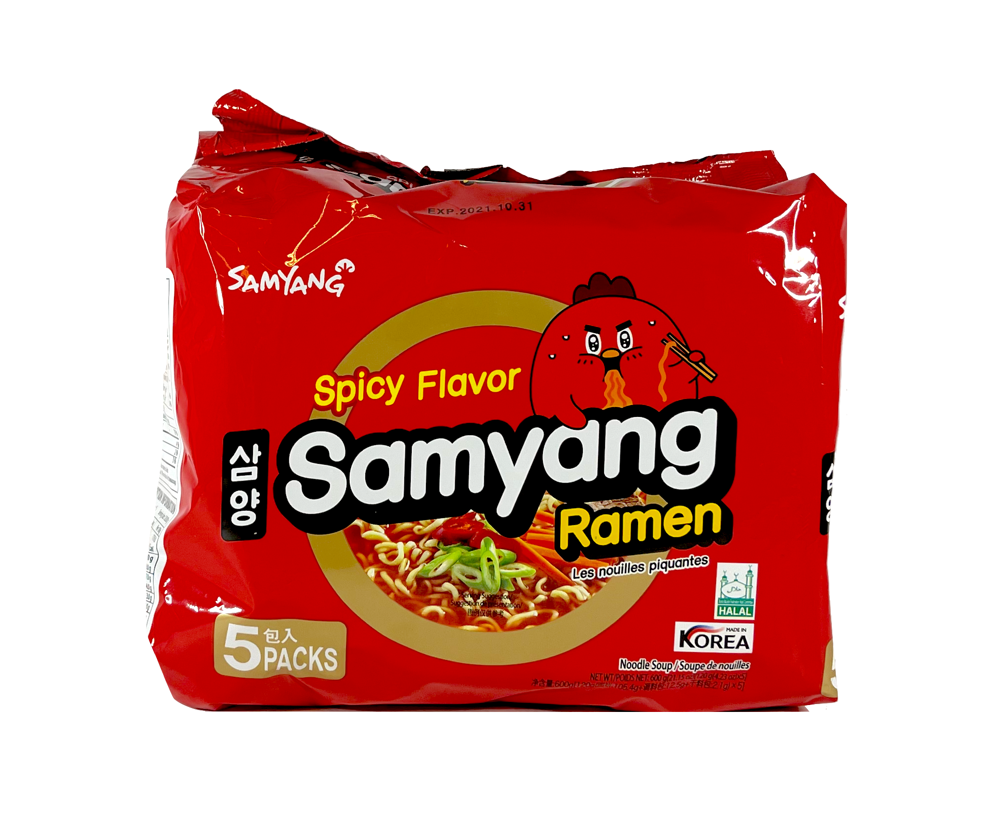 Snabbnudlar Ramen Spicy 120gx5st/Förp Samyang Korea