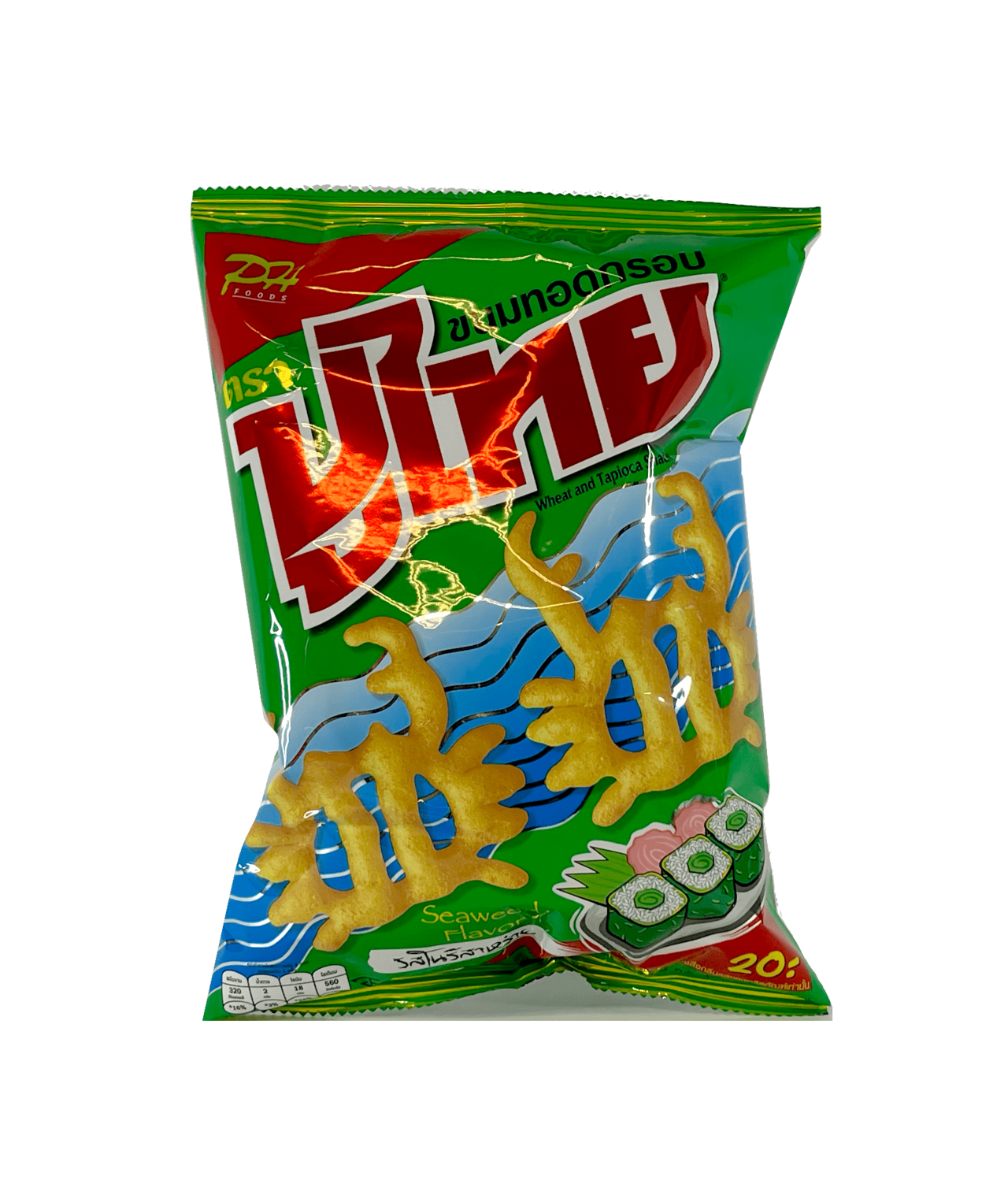 Crispy Snacks With Seaweed Flavor 60g Puthai Thailand