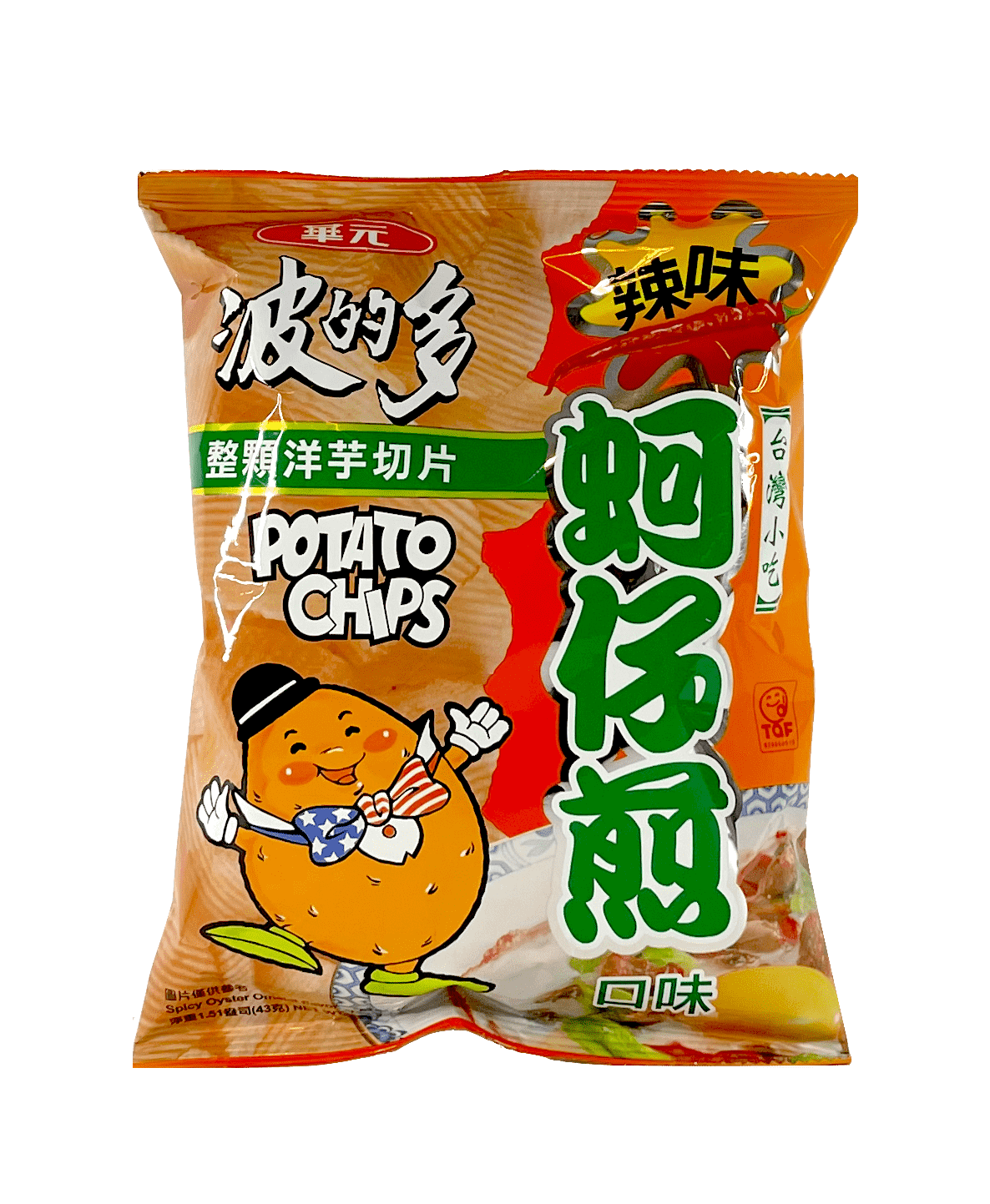 Chips Potatis Med Stark Ostron Omelet Smak 43g Hua Yuan Taiwan
