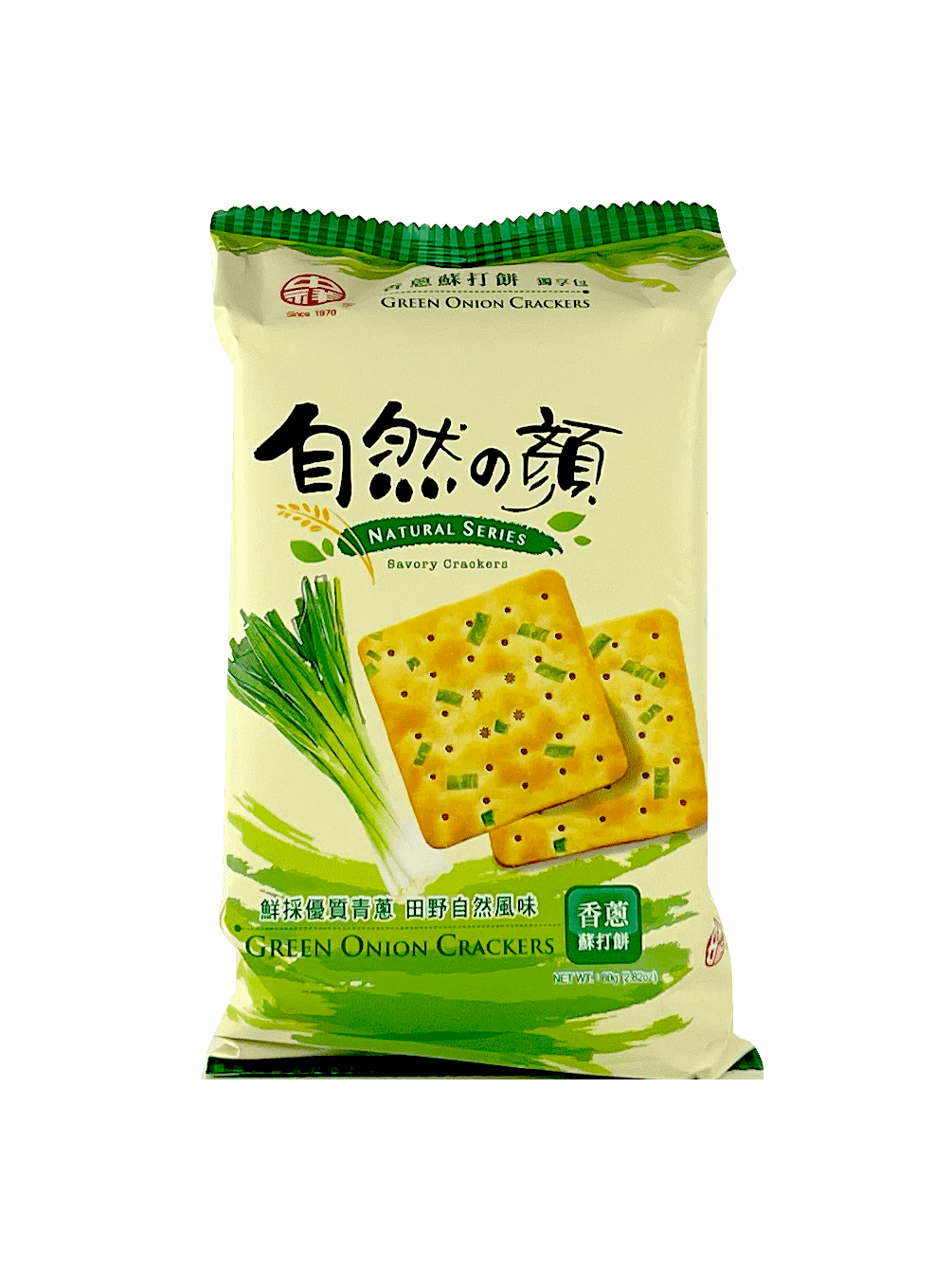 Bäst Före:2023.01.10 Crispy Crackers Med Salladslök Smak 80g Zhong Xiang Taiwan