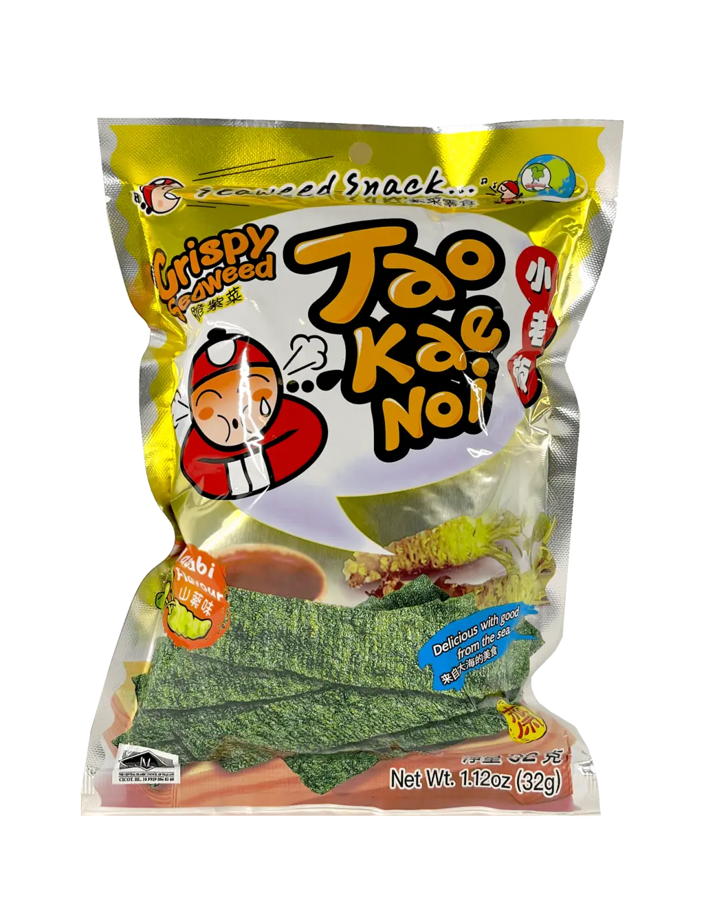 Snacks Sjögräs Wasabi Smak 32g Taokaenoi Thailand