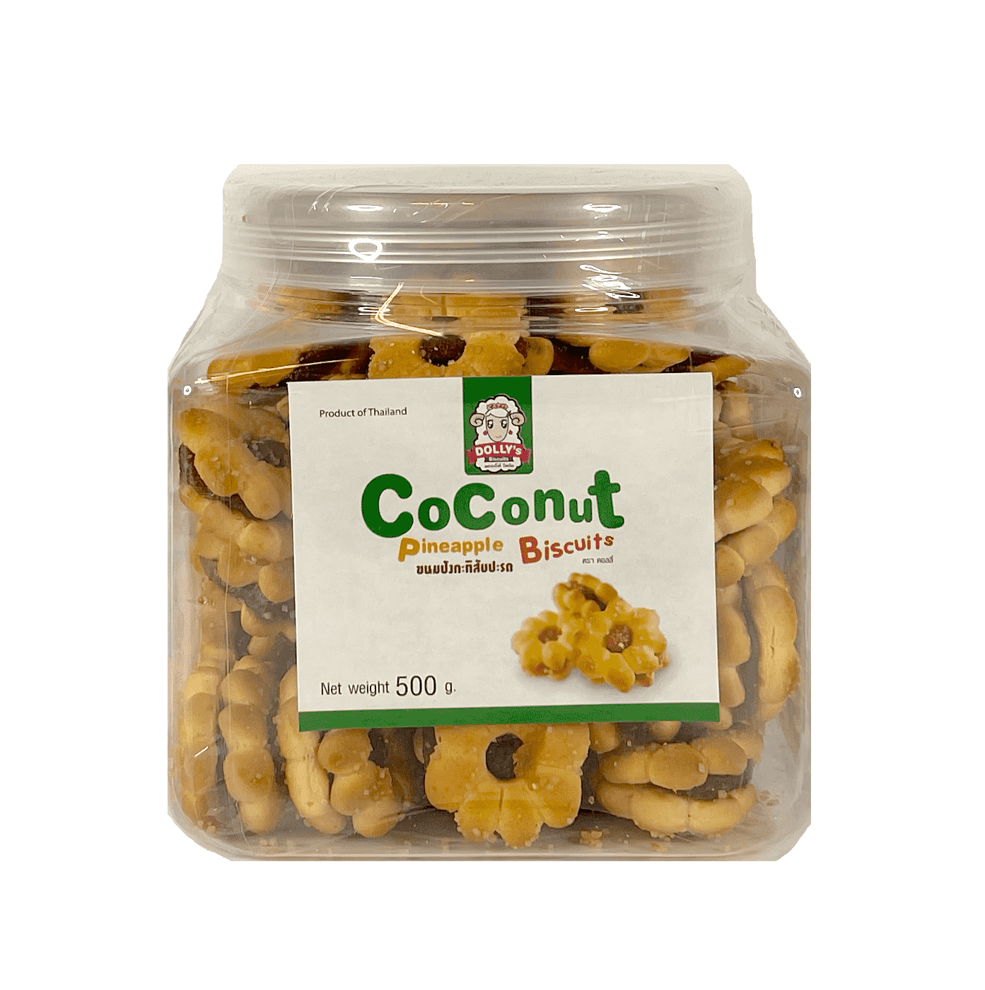 Best Before: 2022.10.06 Coconut Pineapple Biscuit 500g Dollys Thailand