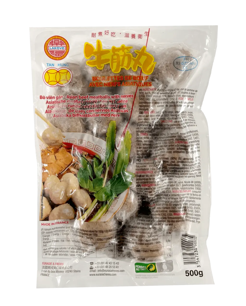 Köttbullar Beef Med Sena Fryst 500g Tan Hung Frankrike