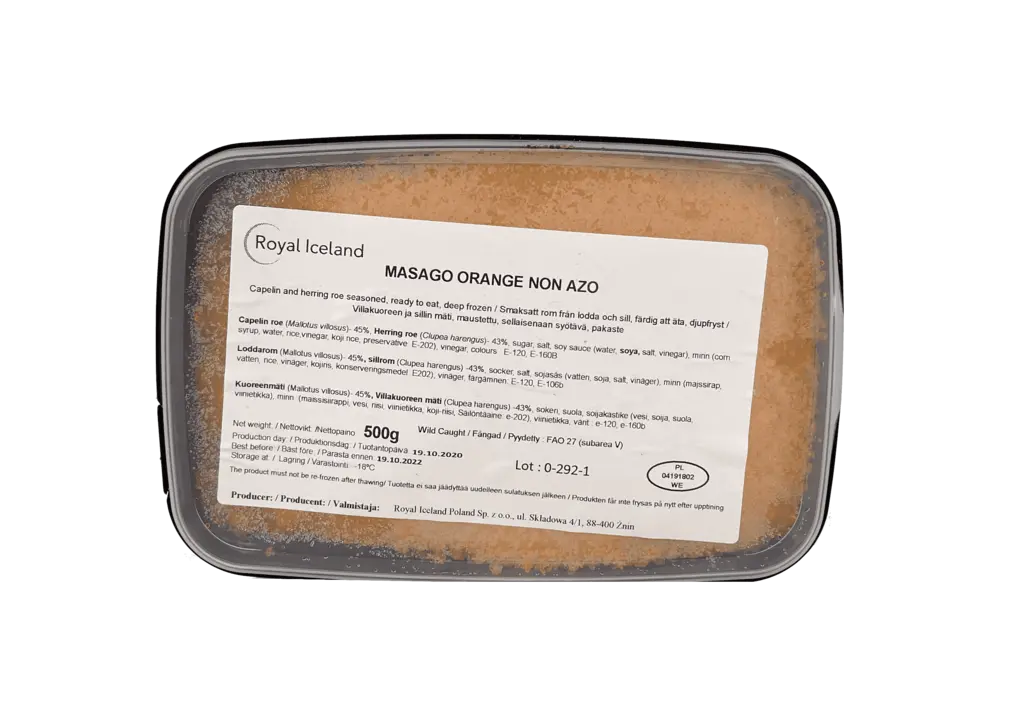 Masago Orange Fryst 500g Blue World Seafood Iceland