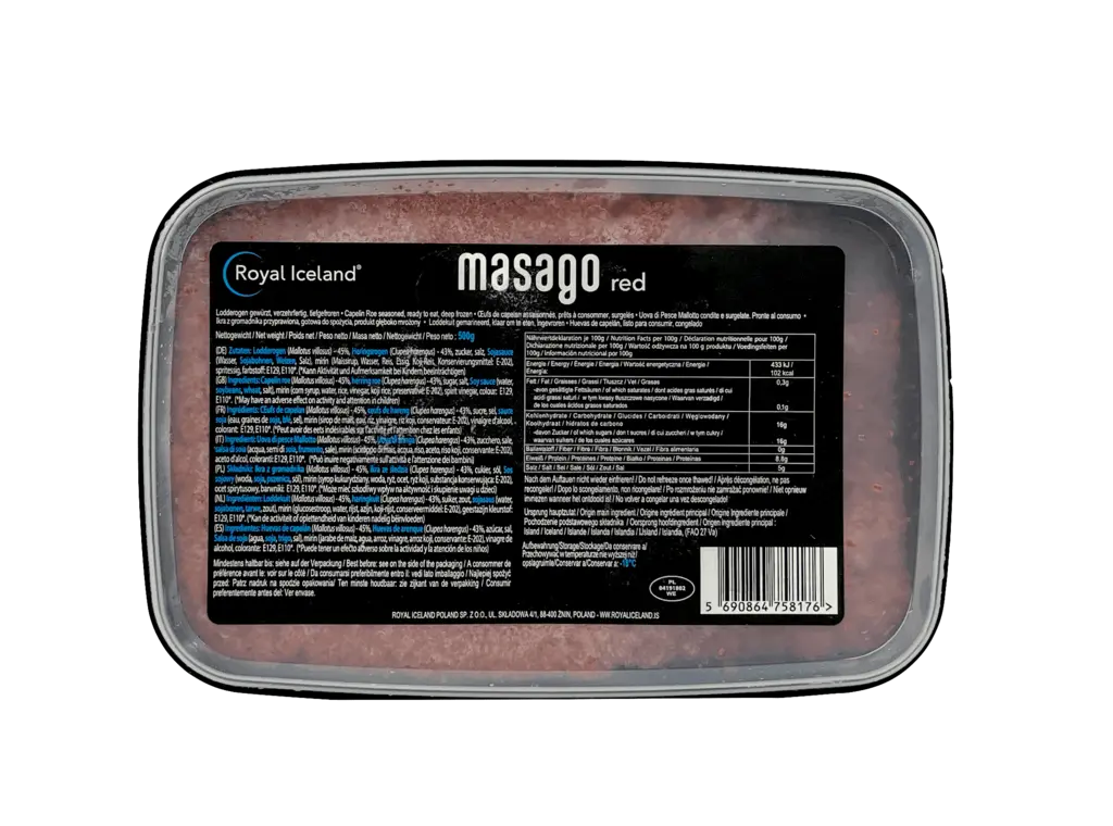 Masago Röd Fryst 500g Blue World Seafood Iceland